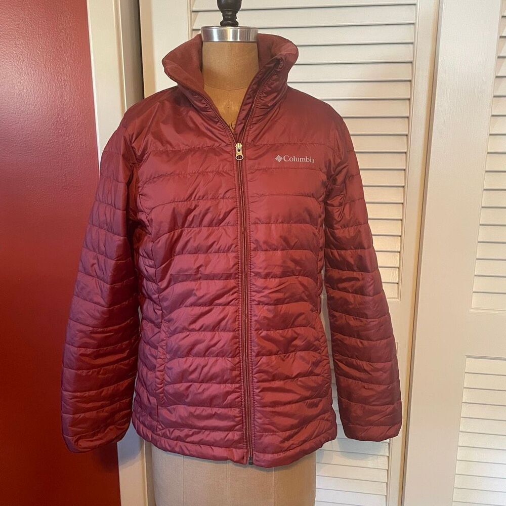 COLUMBIA | mauve lightweight fleece lined puffer jacket S